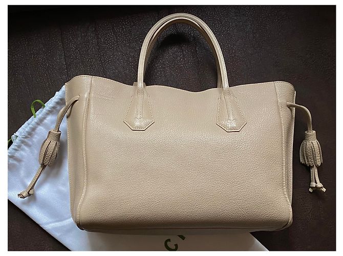 Longchamp Penelope Bolso de mano beige de cuero - vista 3