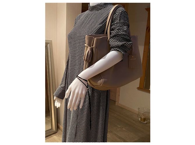 Longchamp Penelope Bolso de mano beige de cuero - vista 9