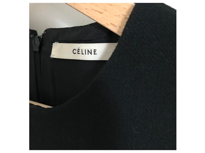 Céline Kleid aus Wolle Schwarz Nero - vista 3