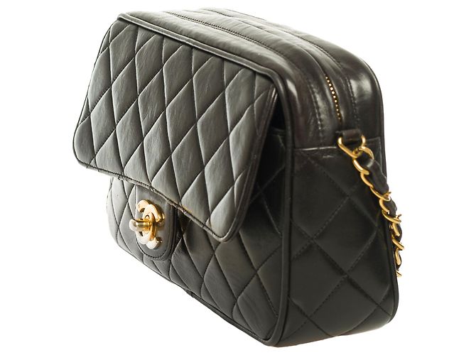 Sac Bandoulière Matelassé Anouk En Cuir Noir - Occasion - Style Chic Et Pratique