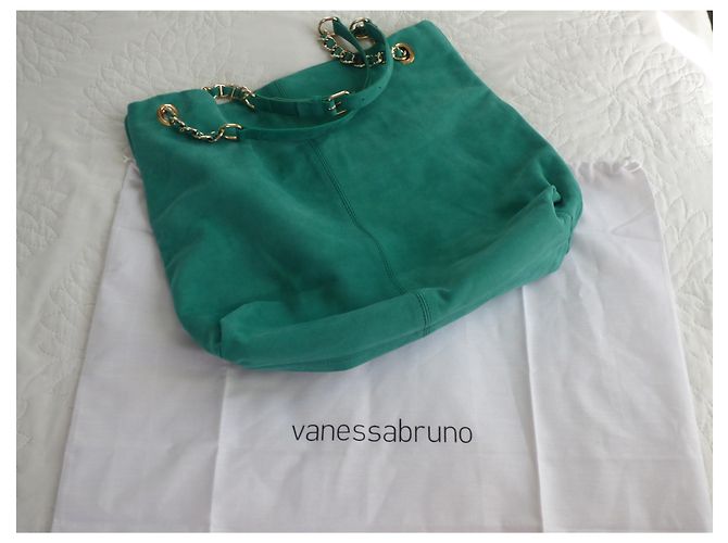 Borsa Vanessa Bruno Caprice in pelle scamosciata verde D'oro - vista 16