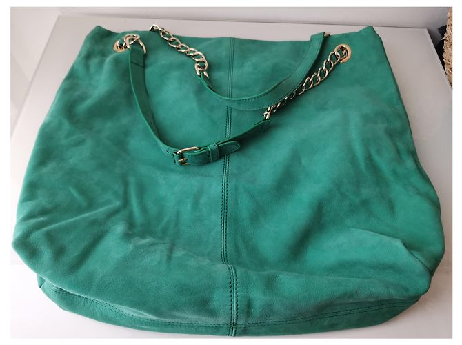 Borsa Vanessa Bruno Caprice in pelle scamosciata verde D'oro - vista 9