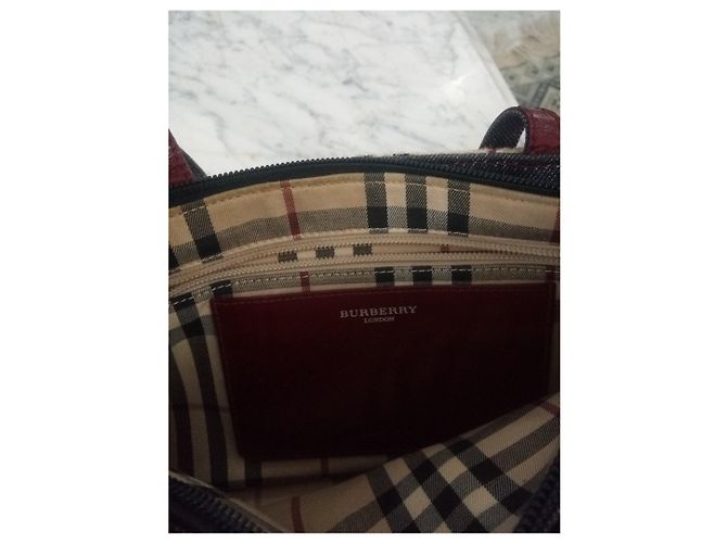 Borsa Burberry Baguette Beige Denim e Pelle Bordeaux - vista 3