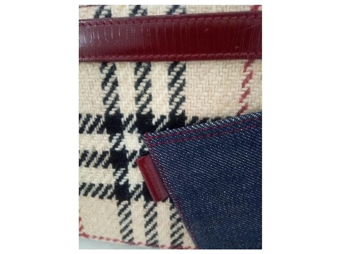 Borsa Burberry Baguette Beige Denim e Pelle Bordeaux - vista 9
