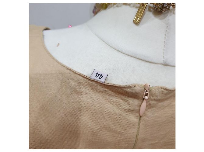Autre Marque Almatrichi Blumen Tüll Kleid Weiß Beige - Ansicht 3