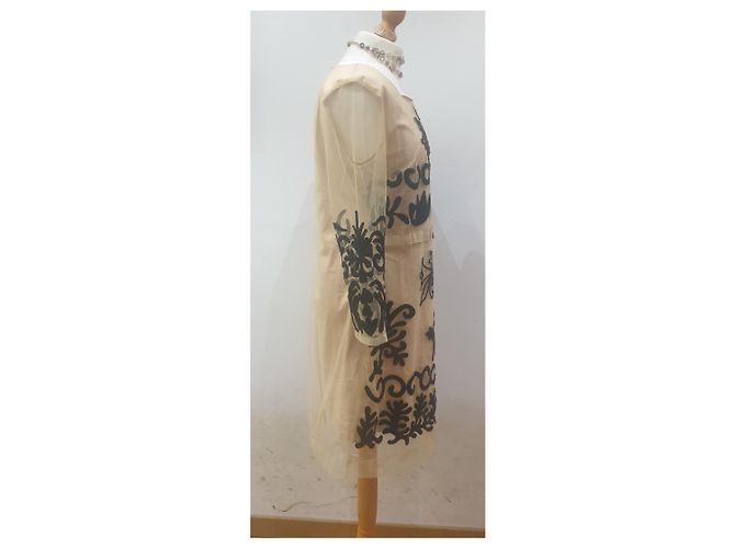 Autre Marque Almatrichi Blumen Tüll Kleid Weiß Beige - Ansicht 9