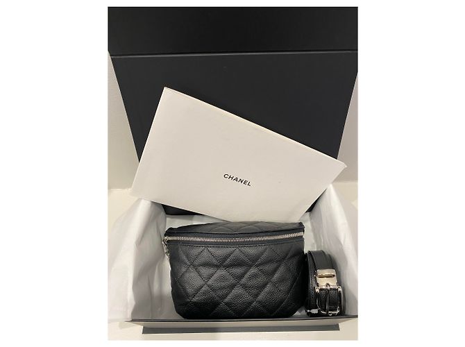 Chanel Riñonera de piel granulada negra . Negro - vista 14