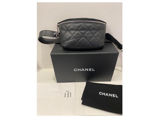 Chanel Riñonera de piel granulada negra . Negro - vista 8