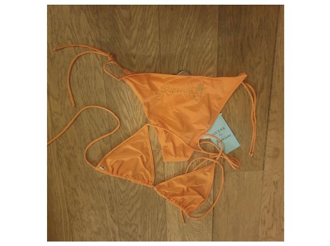 Bikini Guess naranja con logo de strass - vista 3