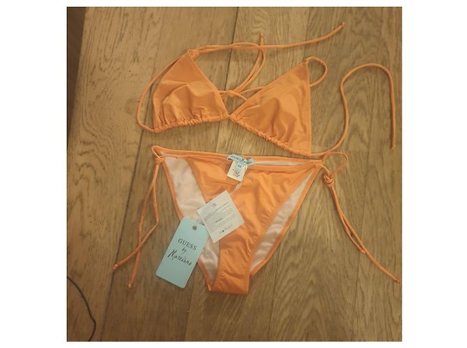 Bikini Guess naranja con logo de strass - vista 4