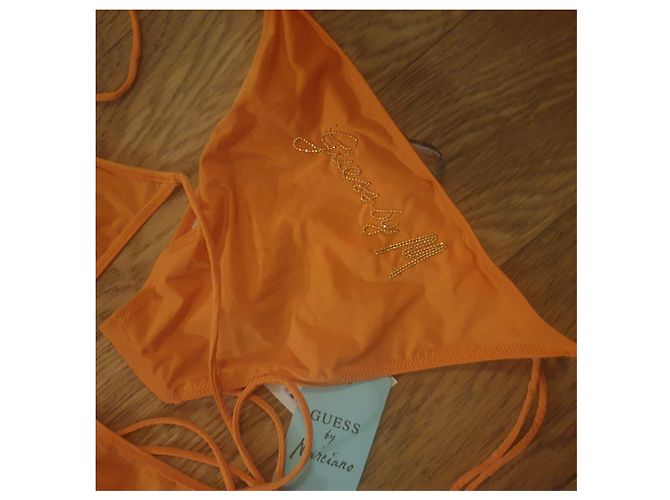 Bikini Guess naranja con logo de strass - vista 7