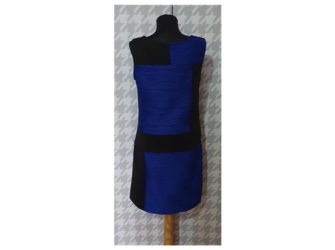 Vestido Cynthia Rowley Azul Preto - vista 3