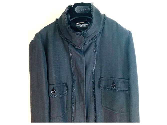 Dolce & Gabbana Schwarze Jacke aus Viskose mit Fransen - Ansicht 6