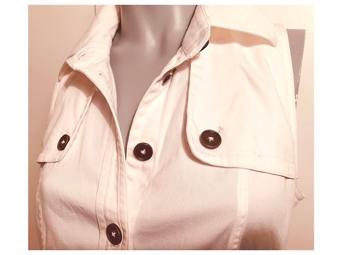 Vestido blanco sin mangas de algodón Burberry - vista 14