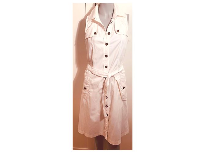 Vestido blanco sin mangas de algodón Burberry - vista 3