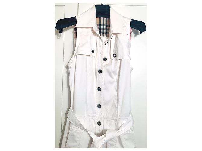 Vestido blanco sin mangas de algodón Burberry - vista 4