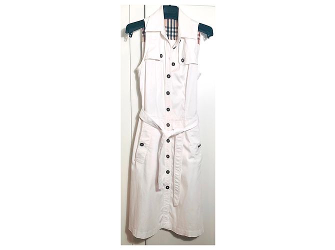 Vestido blanco sin mangas de algodón Burberry - vista 6