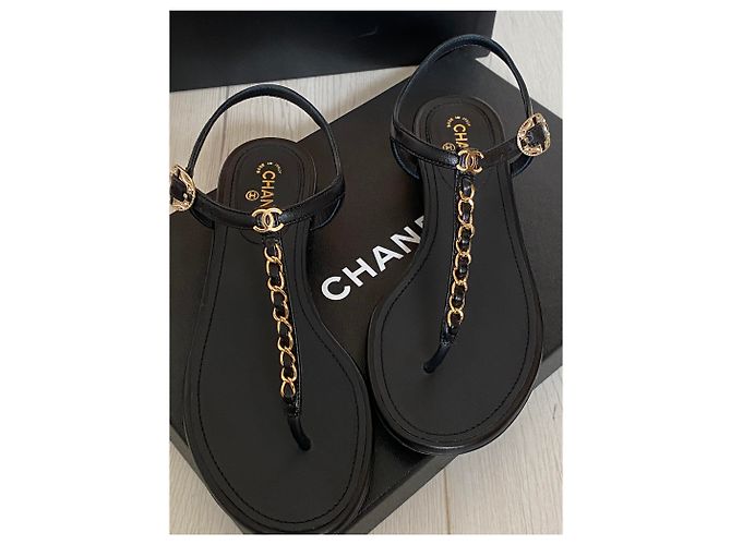 Chanel Ledersandale Schwarz - Ansicht 2