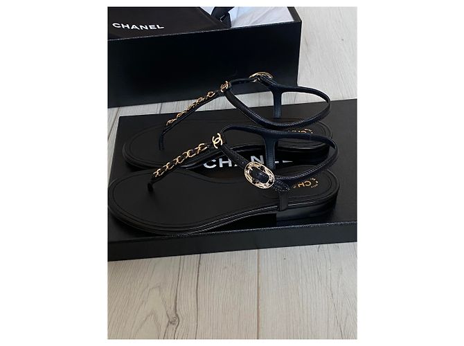 Chanel Ledersandale Schwarz - Ansicht 3