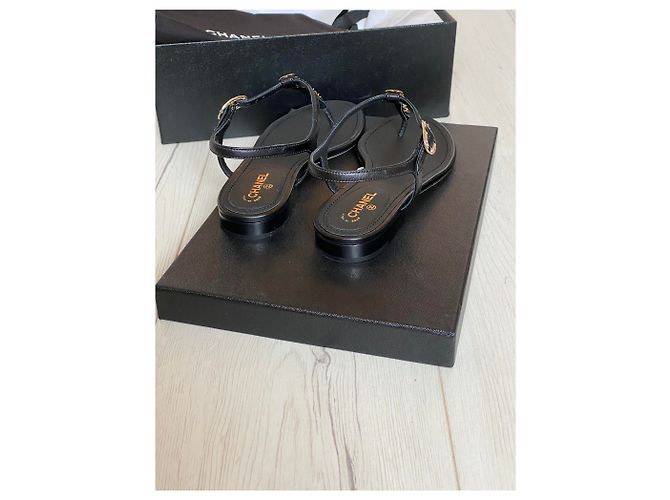 Chanel Ledersandale Schwarz - Ansicht 4