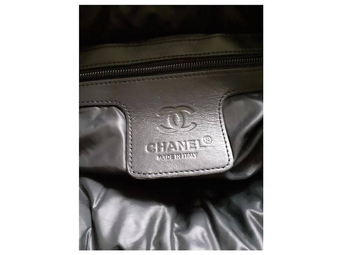 Bowling Borsa Chanel in poliestere nera e grigia Nero Grigio - vista 3