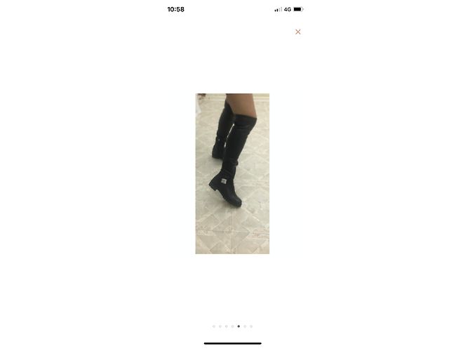 Stivali alti Dior in pelle nera Nero - vista 3