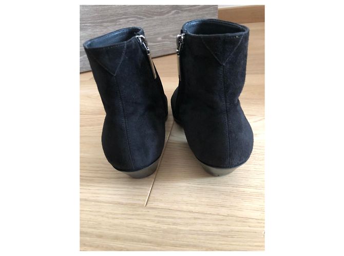 Stivaletti Saint Laurent T in camoscio nero - vista 4