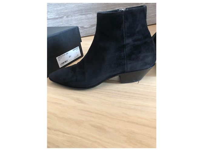 Stivaletti Saint Laurent T in camoscio nero - vista 5