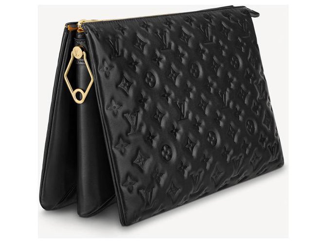 Coussin Borsa Louis Vuitton Couscin in pelle nera goffrata Nero - vista 2