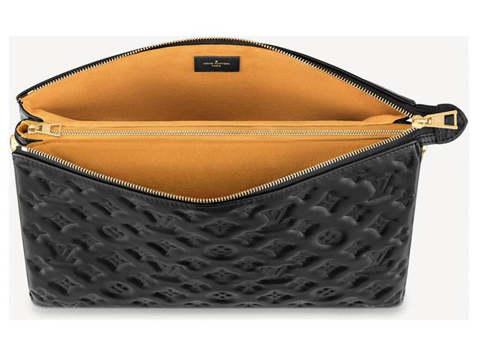 Coussin Borsa Louis Vuitton Couscin in pelle nera goffrata Nero - vista 3