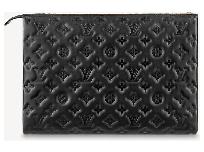 Coussin Borsa Louis Vuitton Couscin in pelle nera goffrata Nero - vista 4