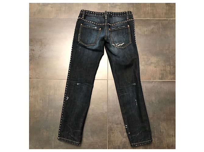 Jeans dritti Dsquared2 blu in cotone e lino - vista 2