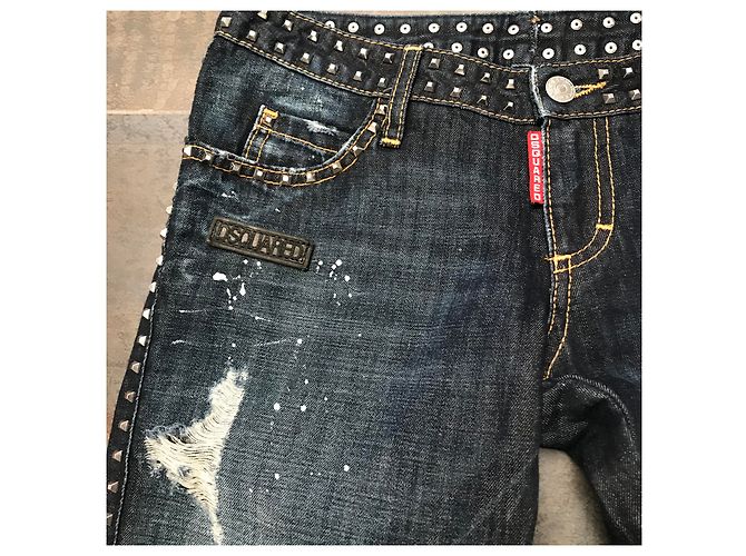 Jeans dritti Dsquared2 blu in cotone e lino - vista 3