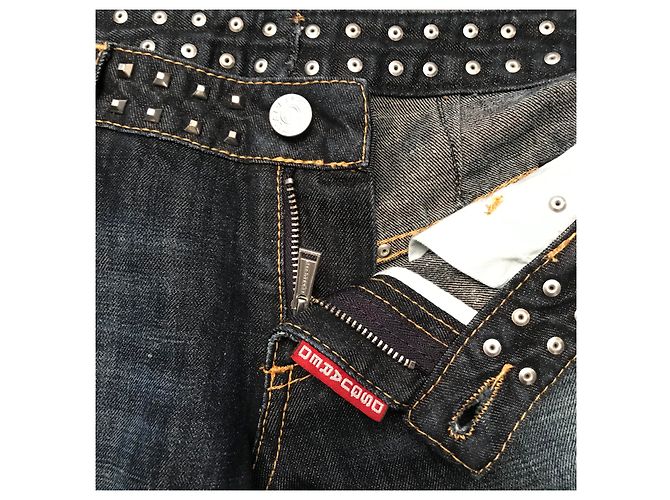 Jeans dritti Dsquared2 blu in cotone e lino - vista 5