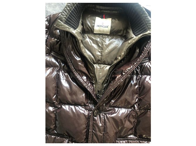 Moncler braune Pufferjacke T.4 Khaki Dunkelbraun - Ansicht 4