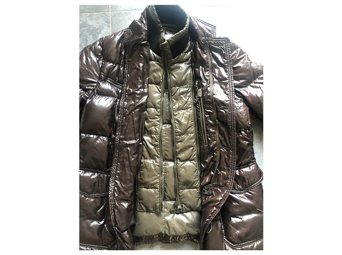 Moncler braune Pufferjacke T.4 Khaki Dunkelbraun - Ansicht 5