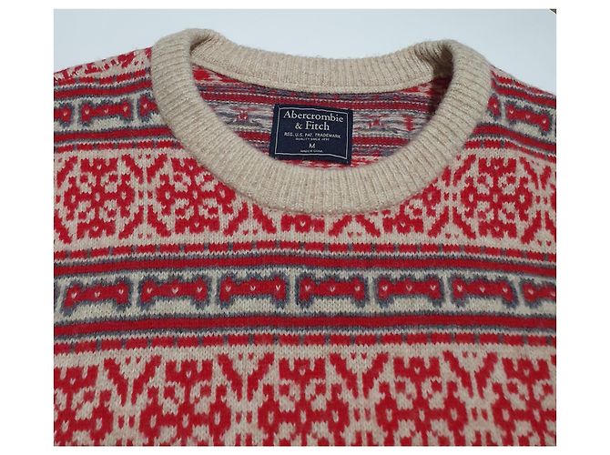 Abercrombie & Fitch Wollpullover mit Nylon Rot Mehrfarben - Ansicht 4