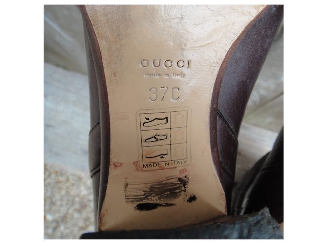 Botas Gucci de piel marrón oscuro talla 37 - vista 10