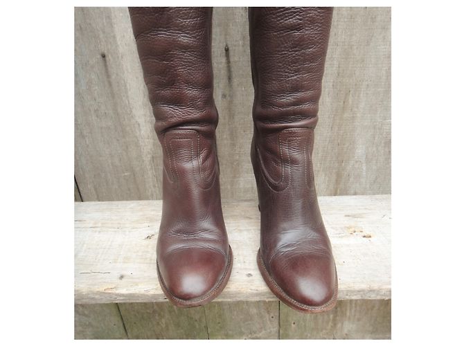 Botas Gucci de piel marrón oscuro talla 37 - vista 6