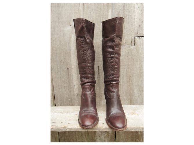 Botas Gucci de piel marrón oscuro talla 37 - vista 7