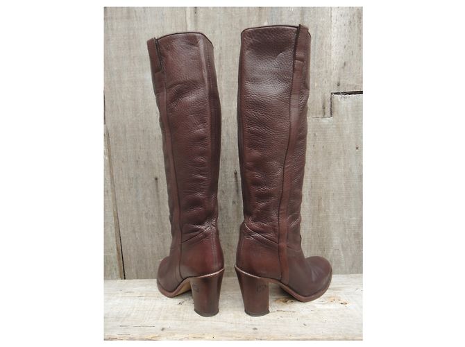 Botas Gucci de piel marrón oscuro talla 37 - vista 8