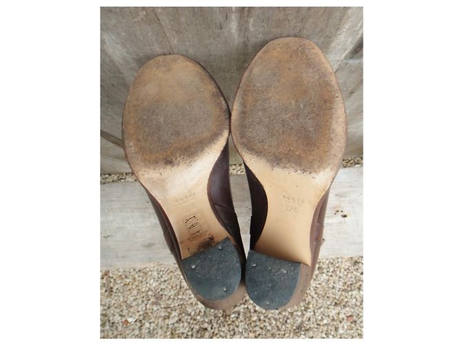 Botas Gucci de piel marrón oscuro talla 37 - vista 9
