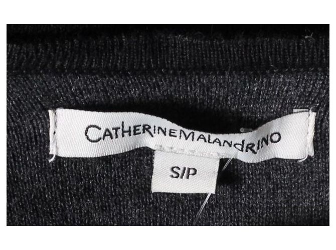 CATHERINE MALANDRINO Wollmischung auf Knopf Langstrick-Strickjacke mit 2 Fronttaschen Schwarz - Ansicht 4