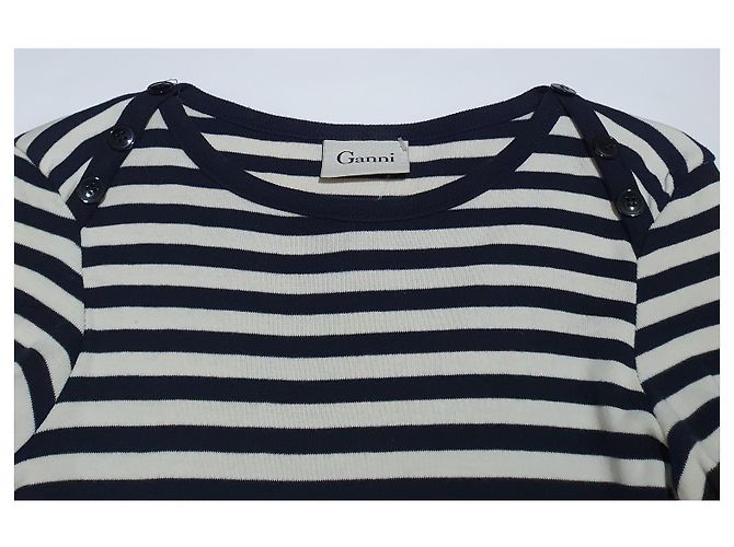Vestido Ganni de algodón a rayas azul y blanco - vista 4