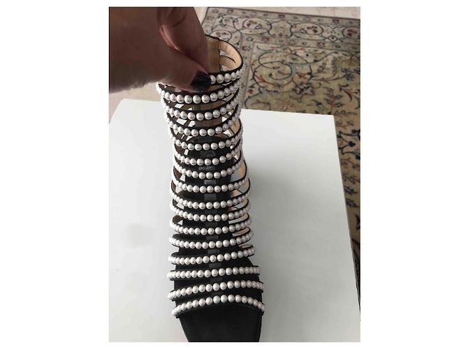 Chanel Sandali gladiatore interamente decorati con perline Silver hardware - vista 2