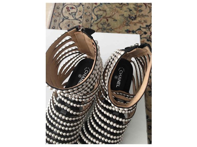 Chanel Sandali gladiatore interamente decorati con perline Silver hardware - vista 8