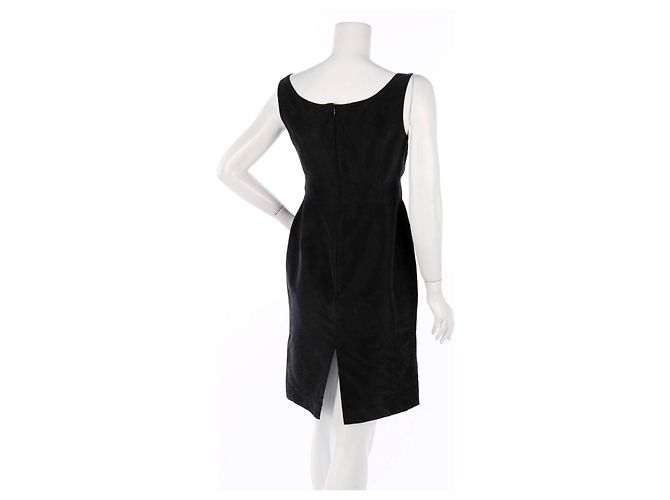 Max Mara Italian Black Fitted Summer Cotton Midi Dress - view 2