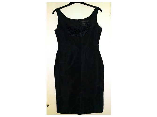 Max Mara Italian Black Fitted Summer Cotton Midi Dress - view 7