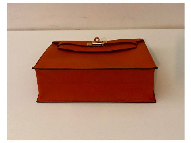 Hermès Kelly Danse II Terre Battue swift leather gold hardware Arancione - vista 10