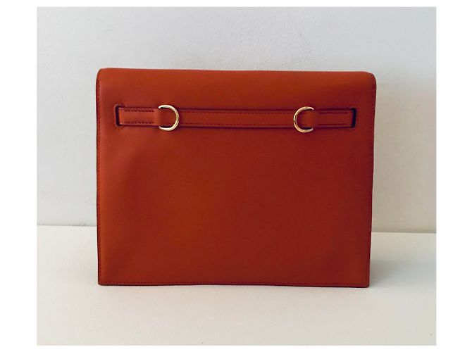 Hermès Kelly Danse II Terre Battue swift leather gold hardware Arancione - vista 4